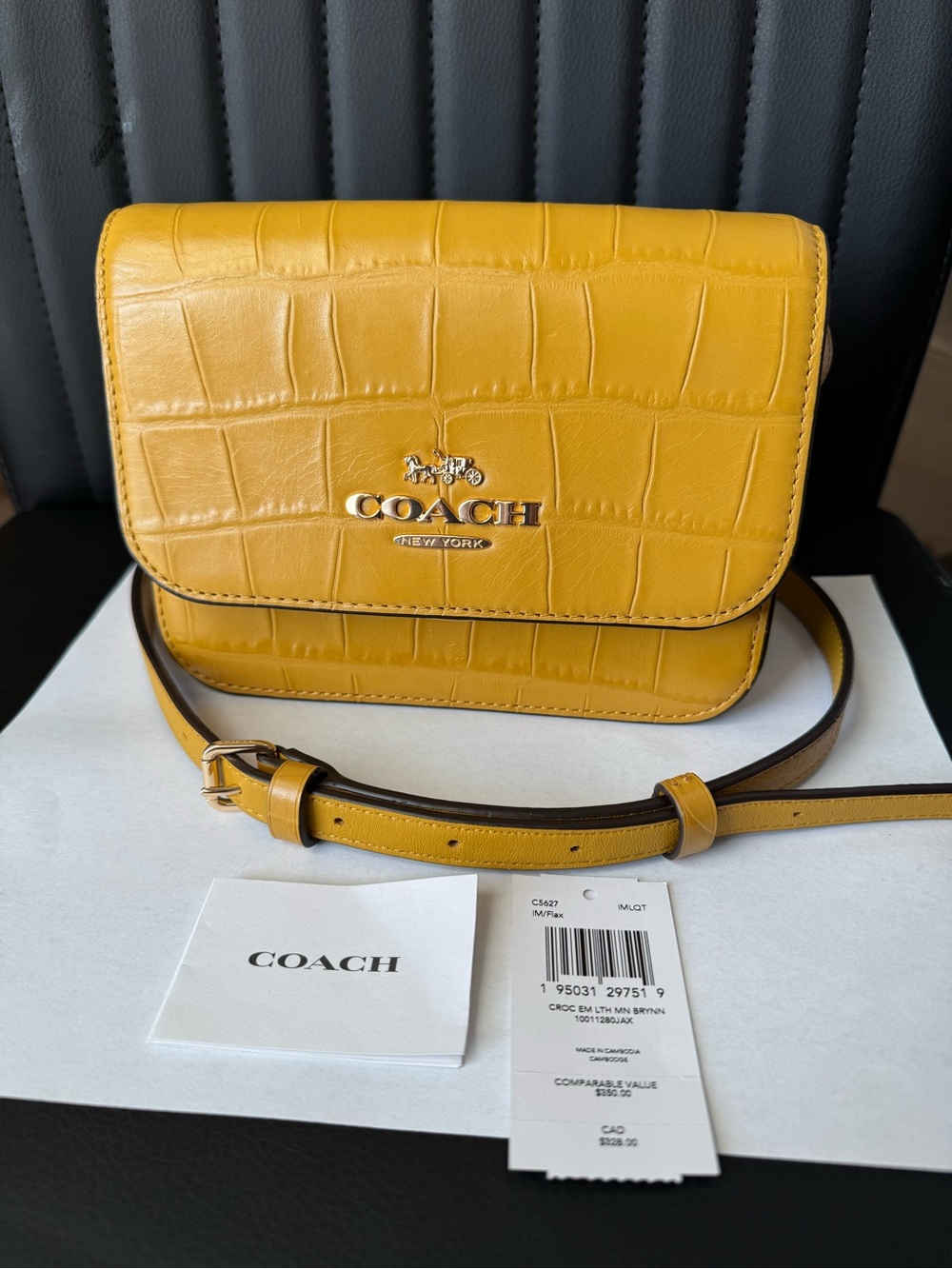 Coach mini Bryan C5627 crocodile flax Leather Crossbody